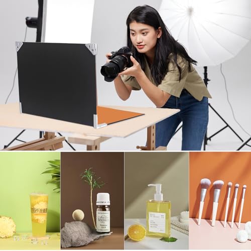 Photo Backdrop Small Product Photography: 12pcs/24color Tabletop Paper Background Set for Food Jewelry Picture - Mini Photo Studio Kit for Online Seller,Content Creator.(16.5x11.7inch Boards) - color: light