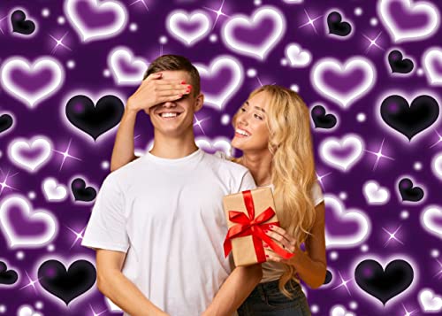 10x8ft Purple Heart Backdrop 90s Backdrops for Photoshoot Valentines Decor Banner Birthday Props X-90 - color: Purple, size: 10x8ft