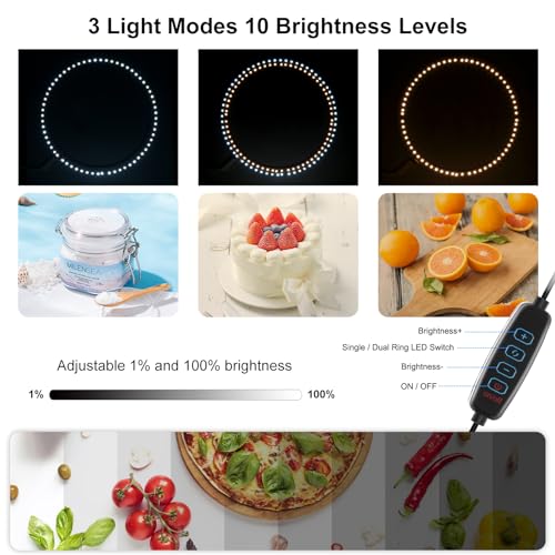 Photo Box 20" x 20" Portable 20W PD Type-C Ring Light Studio Box Quick Install Foldable Portable Studio Kit 12 Color Backgrounds Photography Equipment High CRI 3 Color Temperature - size: 20x20 in (3 Color Temp)