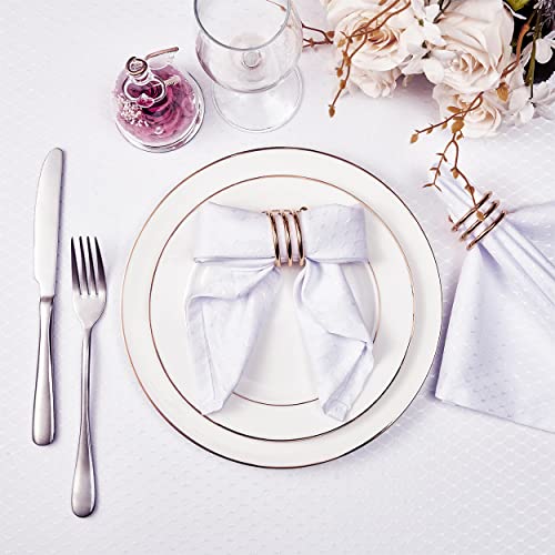 Cloth Napkins Set of 8 – Square 17x17 Inch Jacquard Fabric Polyester Washable Reusable Cloth Napkins for Kitchen Dinner Dining Restaurants Wedding Party Banquet Table (White) - color: White
