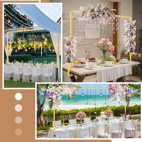 Over The Table Rod Stand with Clamps Adjustable 31-110 in Length 31-64 in Height Gold Table Balloon Arch Hanging Stand with Storage Bag for Valentines Day Wedding Birthday Party Decoration - color: Gold