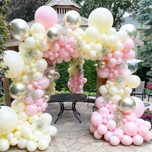 Pearl Pink Double Stuffed Balloons Different Size 115Pcs 5/10/12/18 Inch Pearl Light Pink Balloons Garland kit for Birde to be Wedding Engagement Bridal Shower Birthday Baby Shower Party - color: Pearl Light Pink
