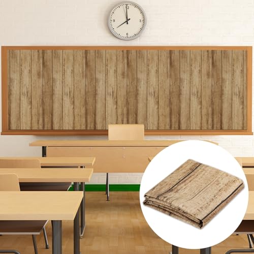 Classroom Fabric Bulletin Board 47x141inch Brown Wood Texture Back to School Classroom Backdrop Decorations for Wall Door Background, DIY Craft, Bulletin Boards, Pillow, Curtain, Reusable, Easy to Cut - style: Brown Wood Grain