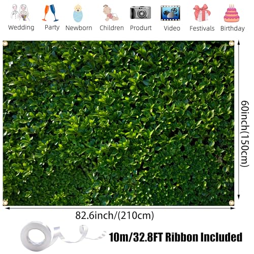 Green Leaves Backdrop 7x5FT – Nature Greenery Leaf Backdrop Wall for Birthday, Wedding, Baby Shower, Party Photography – Greenery Backdrop with 32.8ft Ribbon & 4 Brass Grommets - color: Green Leaves Backdrop, size: 7x5FT