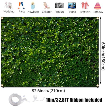 Green Leaves Backdrop 7x5FT – Nature Greenery Leaf Backdrop Wall for Birthday, Wedding, Baby Shower, Party Photography – Greenery Backdrop with 32.8ft Ribbon & 4 Brass Grommets - color: Green Leaves Backdrop, size: 7x5FT