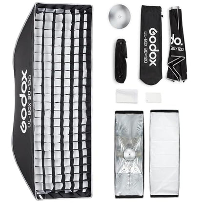 Godox 30x120cm Strip Softbox Quick Release, UL 11.8"x47" Honeycomb Grid Soft Box Bowens Mount with Diffusers/Diffuser Plate for Portrait Photgraphy Studio Monolight Video Lighting, Streaming - size: UL-30x120cm