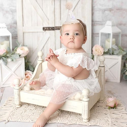 Baby In Bloom 1st Birthday Hat - First Birthday Party Decorations, Boho Cute First Birthday Hat - color: White