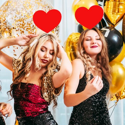 2Pcs Funny red heart headbands Set for Concerts, Halloween, Cosplay & Photo Props - Soft Stretchy Headbands - color: Heart Headband 2
