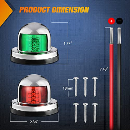 Nilight Marine Boat Navigation Light 2PCS 8LED Red Green LED Port Starboard Signals Bow Lights 12V Waterproof for Skeeter Yacht Pontoon Speedboat Sailboats Fishing Boats - color: 8LED Navigation Light-2Pcs