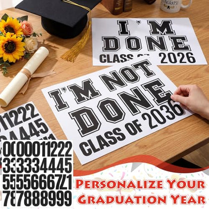 Novabright 2 Pcs 2026 Senior Photo Props I'm Done I'm Not Done Sibling Signs, 12 x 9 Class of 2026 Sign with 0-9 Number Stickers, Funny Graduation Picture Props for Senior Grad Party Supplies(Black)