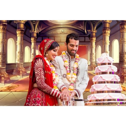 12x8ft Luxury Palaces Photo Backdrop Ancient Royal Throne Golden Hall Carpet Marble Pillar Photography Background Wedding Birthday Kids Costume Party Princess Prince King Queen Portrait - size: 12x8ft