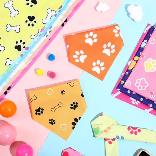 Abbylike 100 Pcs Paw Print Dog Bandanas Bulk Cute Footprint Bandanas for Dogs Triangle Kerchief Bib Scarf for Pets Halloween Party Costume Photo Props Daily Accessories Pet Shops (25.6 x 17.7 x 17.7) - size: 25.6 x 17.7 x 17.7 Inch, style: Paw Print
