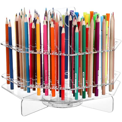 Eersida 120 Slot Acrylic Pen Holder Pen Clear Pencil Holder Display Stand Marker Organizer Acrylic Desktop Organizer the Hole Diameter Is 0.5 Inch for Art Supply Makeup Brushes Storage Craft Shows