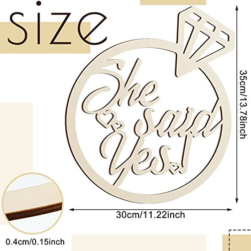 Youyole She Said Yes Wooden Sign 13.78'' x 11.22'' Diamond Ring Wood Cutout Sign Wedding Engagement Party Decorations Photo Booth Props with Hanging Rope Bridal Shower Rustic Engaged Hanging Decor - style: She Said Yes