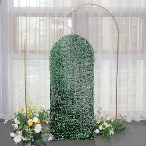 Efavormart 5ft Emerald Green Chiara Arch Backdrop Cover, Metallic Double-Sided Spandex Cover for Holiday Party - color: Hunter Green, size: 5 FT