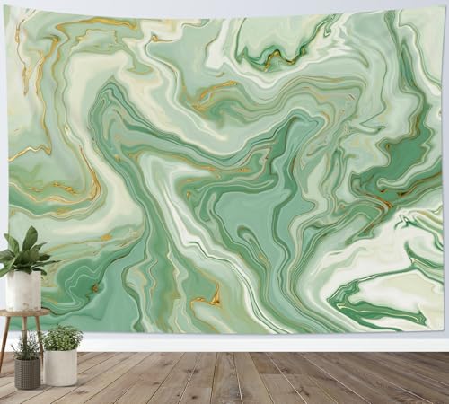SCECALA Sage Green Marble Tapestry Abstract Green Gold White Swirl Marble Texture Wall Tapestry Modern Watercolor Wall Hanging for Bedroom Living Room Teen Dorm Party Home Decor 60x40 Inch - color: Sage Green, size: 40"L x 60"W