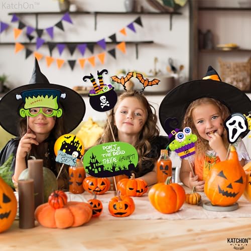 KatchOn Halloween Photo Booth Props - 56 Pack | Hocus Pocus Witch Photo Booth Props - color: Orange and Black