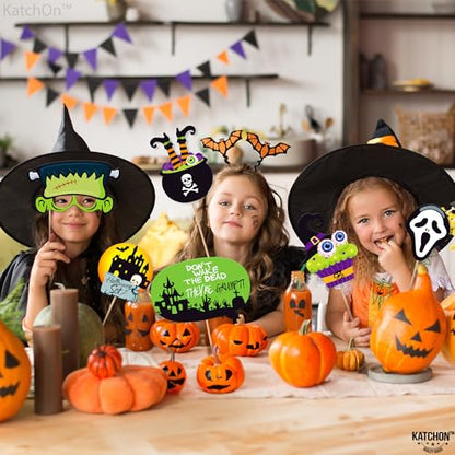 KatchOn Halloween Photo Booth Props - 56 Pack | Hocus Pocus Witch Photo Booth Props - color: Orange and Black