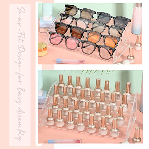 Jetec 2 Pcs Acrylic Card Display Stand Versatile Display for Trading Cards Greeting Card Sunglasses Organizer Nail Polish Holder Essential Oils Cosmetic Cases Eyewear Rack(4 Tiers Style) - style: 4 Tiers Style