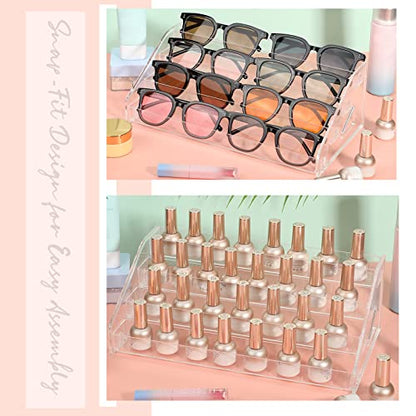Jetec 2 Pcs Acrylic Card Display Stand Versatile Display for Trading Cards Greeting Card Sunglasses Organizer Nail Polish Holder Essential Oils Cosmetic Cases Eyewear Rack(4 Tiers Style) - style: 4 Tiers Style