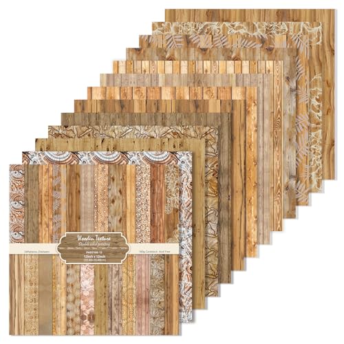 24 Sheets Scrapbook Paper Double Sided Vintage Wood Pattern Decorative Craft Paper for Junk Journal, Rustic Scrapbooking, Nature Themed Crafts and Home Decor (Wooden Texture, 12x12 Inches) - color: Wooden Texture