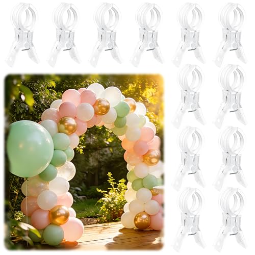 PUGPIU 12 Pack Balloon Arch Clips for Backdrop | Plastic Transparent Spring Clamps | 3.5 Inch Heavy Duty Clip for Backdrop Stand | Birthday Wedding Decoration | Photography Studio | Crafts | Clothing - color: Clear1