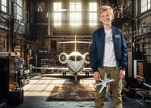 Airplane Photography Backdrop Vintage Warehouse Background Garage Mechanic Tools Backdrop for Kid Boys Airplane Theme Birthday Party Decoration Photo Studio Booth Props 8X6ft - color: Multi4, size: 8X6ft
