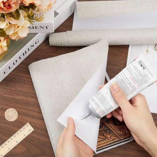 CRASPIRE Book Cloth for Book Binding 51 x 11.8in Grey Fabric Surface Paper Backed A3-A8 Linen Bookcover Album Scrapbooking Archival DIY Covering Protector Bookcloth Bookbinding Supplies - color: Gray