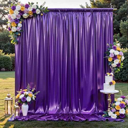 10x10FT Purple Sequin Backdrop Curtain for Party - 2 Panels 5x10FT Wrinkle-Free Shimmer Drapes for Birthday, Wedding, Christmas, Decorations & Photography - color: Purple, size: 5FT x 10FT(2 panels)