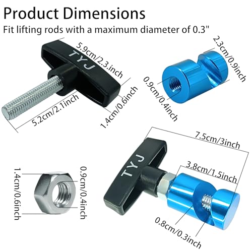 Hood Strut Clamp Hood Prop Rod Tool Up to Dia.3/8”Aluminum Alloy Lift Support Clamp with Brass Core Protection Car Hood Holder Car Hood Prop Spark Plug Gap (Blue)