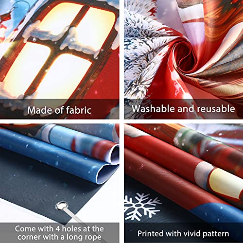 Irenare Christmas Decorations Merry Christmas Door Cover Xmas Background Banner Xmas Door Hanging Covers Photo Booth Props for Winter Party Decorations Supplies, 70.9 x 35.4 Inch (Classic Style) - style: Classic Style