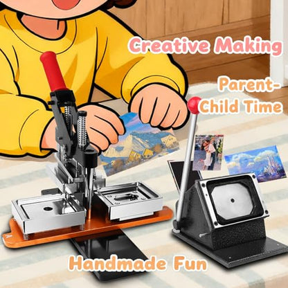 Refrigerator Magnet Making Kit - 65x90mm with Paper Cutter and 100 Pcs Supplies for Custom Photo Magnets, Arts and Crafts, Square Magnet Maker Machine, DIY Photo Magnet Machine