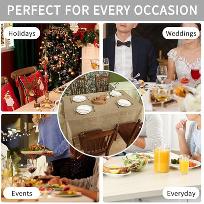 Natural Linen Rectangle Tablecloth, Slubby Textured Fall Lightweight Table Cloth 60 x 102 Inch, Water Resistant Stain Resistant Farmhouse Burlap Table Cover for Kitchen Dining Room, Taupe - color: Taupe, size: 102" x 60" (Rectangular) (1 Pack)