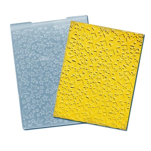 Arbuya Stars Background Plastic Embossing Folders for Card Making Christmas Star Embossing Folder for Scrapbooking Pages Paper Crafting Clay Decoration - color: stars background