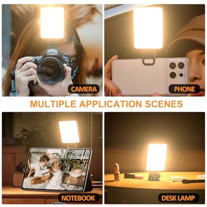 Magnetic Selfie Light,Phone Light Clip On with 128 LEDs & 3 Colors for Laptop,Tablet,Makeup,Video,Vlog,Live Streaming,Photo,Zoom Meetings,YouTube ect (Black)