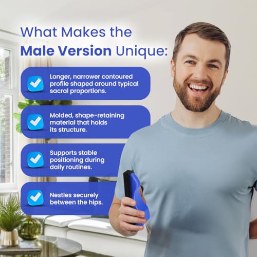 Sacro Wedgy® Male Sacrum Support Wedge – Contoured Sacral Positioning Tool with 3/4" Elevation Pad & Instruction Booklet – for Positioning & Relaxation Routines