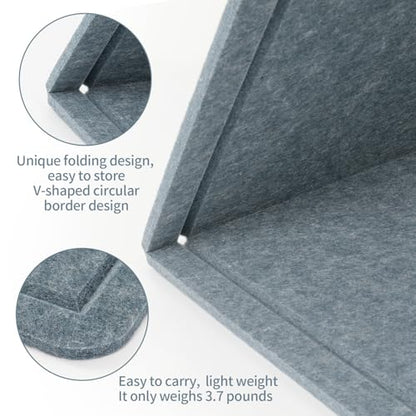 Large Felt Bulletin Board, 60 X 35 Inches Decorative Pin Board, Cork Board Alternative, Foldable Photo Felt Board with Self-Adhesive Tape and 36 PushPins - Grey