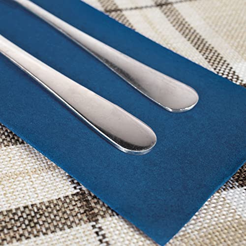 Linen-Feel Navy Blue Paper Napkins, 50 Pcs Cloth Like Dinner Napkins with Built-in Flatware Pocket, Pre-Folded Absorbent Disposable Guest Paper Hand Towels for Bathroom, Weddings Party - color: navy blue