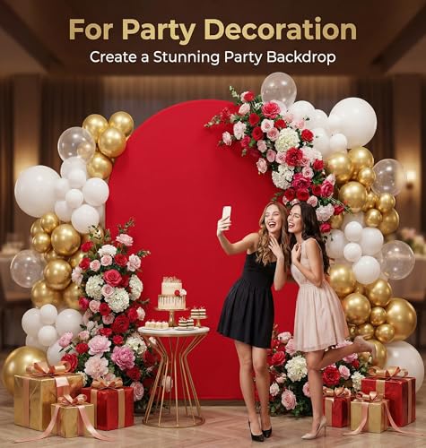 6.6FT Red Arch Backdrop Cover, Spandex Fitted Stretchy Arch Covers for Wedding, Birthday Party, Bridal Baby Shower, Ceremony - color: Red, size: 6.6FT