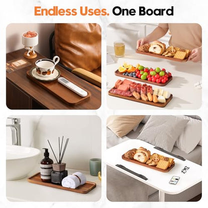 Small Solid Acacia Wood Serving Trays and Platters - Wooden Mini Charcuterie Boards, Rectangle Cheese Board for Food, Bathroom, Home Decor, Kitchen Counter,S,(10"x5.5", 1 Pack) - size: 10" x 5.5" x 0.6"