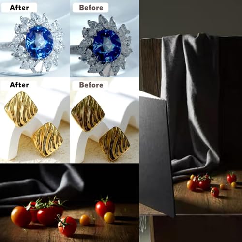 11PCS Large 24x24IN Photo Backdrops Board with Light Cone Kits, Photography Backdrop Seamless Flat Lay Paper, Light Cones, Brackets Clips Props Shoot for Jewlery Cosmetics Food Make-up - color: black yellow