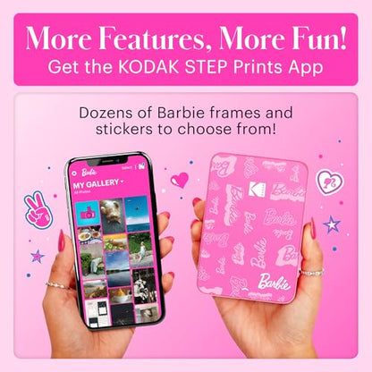 Kodak x Barbie Instant Smartphone Portable Photo Printer, Full Color, Wireless, Zink 2x3” (5.1x7.5 cm) Sticky-Back Photos, Print from iOS & Android Devices with Fun Editing App, Signature Style - color: Barbie Signature, style: Printer