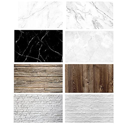 Food Photography Backdrops Paper 4 Pack Kit 22x34Inch/ 56x86cm Double Sided Photo Background Rolls Marble Wood Flat Lay for Product Jewelry Tabletop Prop Pictures, 8 Patterns, Double Side Backdrop-25