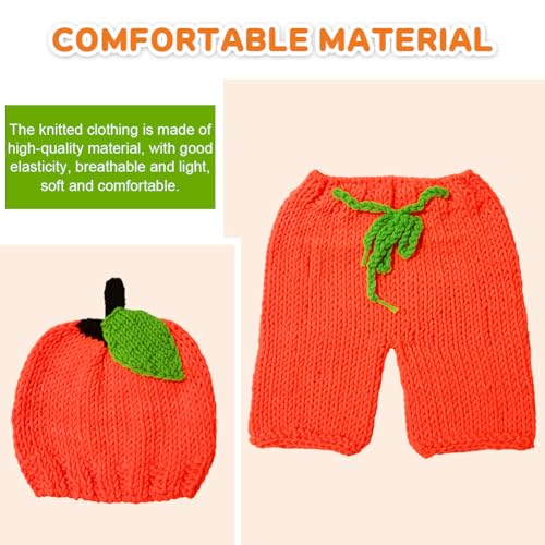 Newborn Photography Fashion Cute Halloween Pumpkins Hat Crochet Knitted Photography Outfit Set
