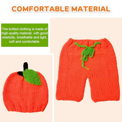 Newborn Photography Fashion Cute Halloween Pumpkins Hat Crochet Knitted Photography Outfit Set