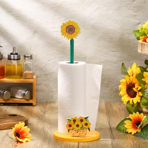 Namalu Sunflower Paper Towel Holder Sunflower Kitchen Decor Kitchen Fun Paper Towel Holder Dispenser for Bedroom Toilet Countertop Decor - style: Sunflower