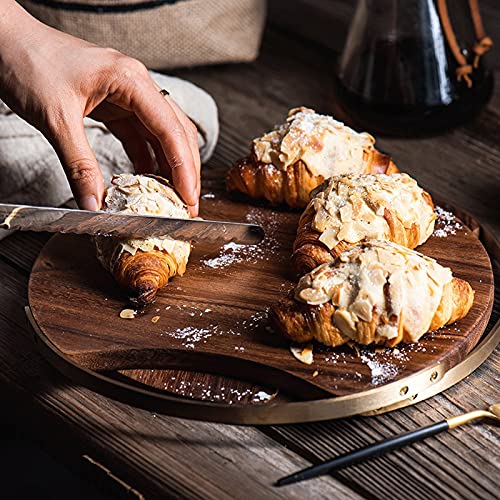 Cutting Board Round Wooden Choing Block Retro Pizza Sushi Bread Tray with Handle Cutting Board Wood Food Plate Kitchen Photography Props Tray