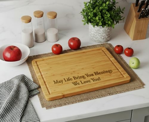 Custom Cutting Board with Logo,Image and Text | Personalized Engraved Bamboo Charcuterie Boards,Ideal Gift for Realtors and Closing Gifts,Real Estate Agent Gifts to Clients,Personalized Kitchen Gifts