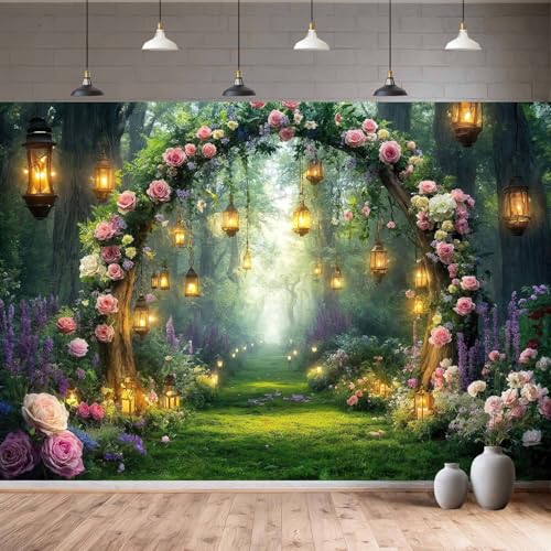 5x4ft Purple Flower Wedding Photography Backdrop Lavender Floral Wedding Bridal Photography Backdrop Anniversary Birthday Baby Shower Girl Party Banner Photo Booth Props Background Wall Decor - color: Multi8, size: 5X4FT