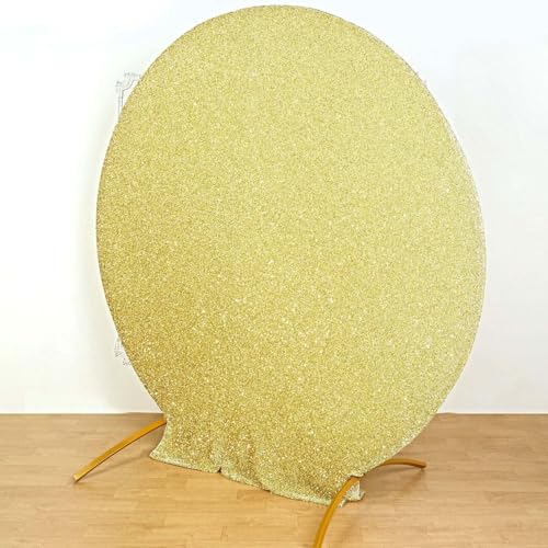 Efavormart Shiny Champagne 7.5ft Metallic Spandex Round Arch Cover, Double Sided Fitted Backdrop Sleeve for Bridal Shower, Reception & Ceremonies - color: Champagne, size: Round